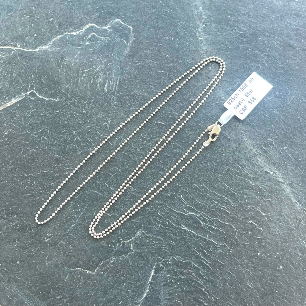 Sterling Silver 925 faceted bead Chain Necklace 24”